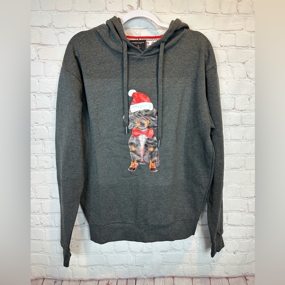 Dachshund hooded Sweatshirt hoodie Christmas Holiday Wiener Dog, sz M, NWT